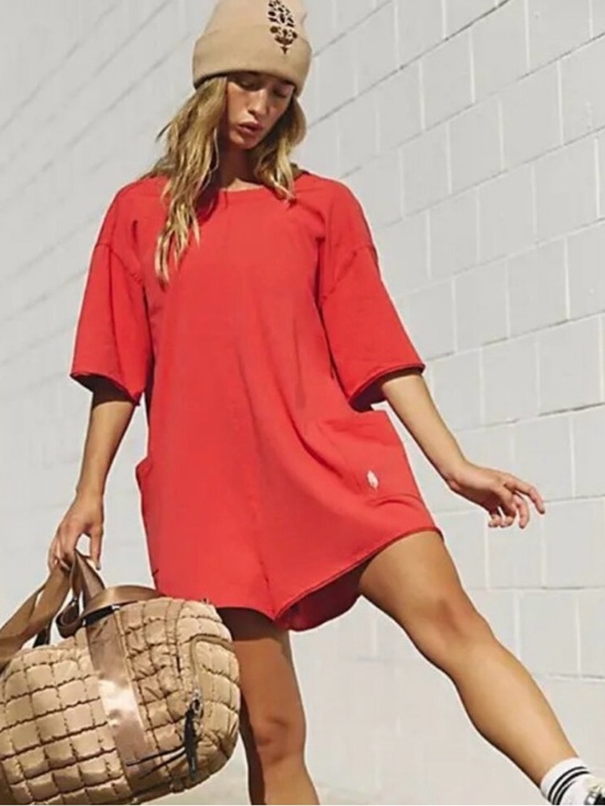 Free People Pants - Free People Hot Shot Tee Romper Winterberry NWT Size Small